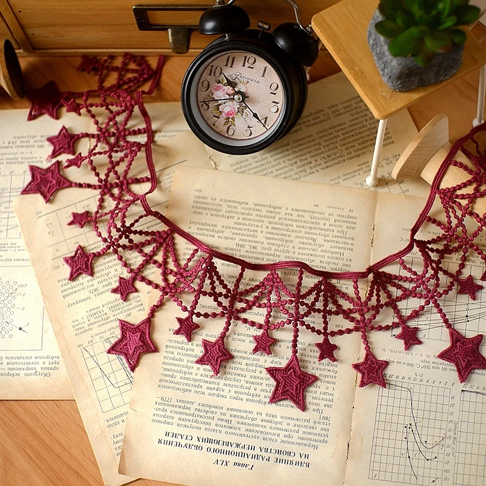10.5cm Wide Stars white Tassels Lace Fringe Lace Trim Costume Home Textile Curtains Decor Trims Clothes Sewing Accessories