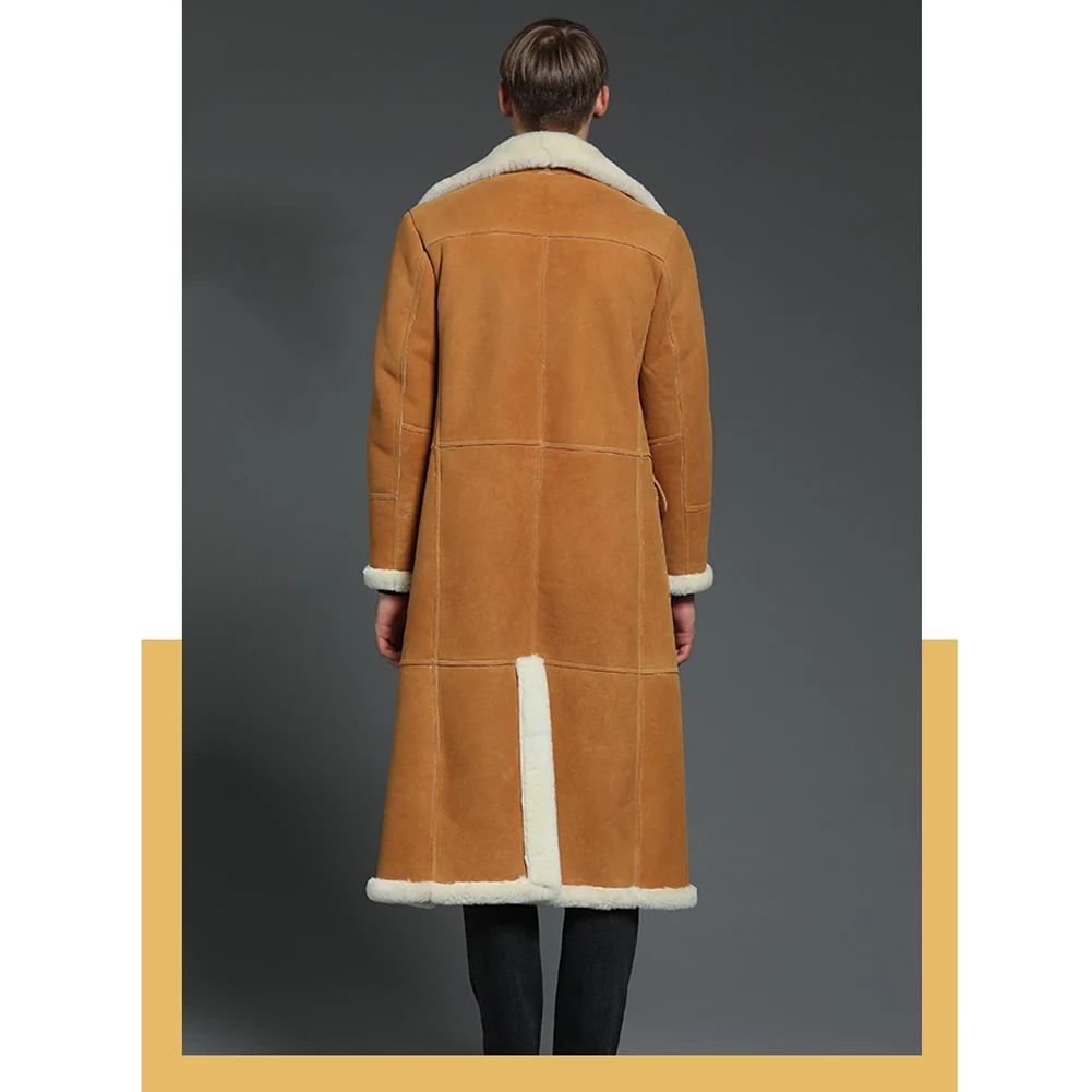 Denny&Dora Men's B3 Shearling Jacket Coat Men's Windbreaker Jacket Men's Winter Long Warm Jacket