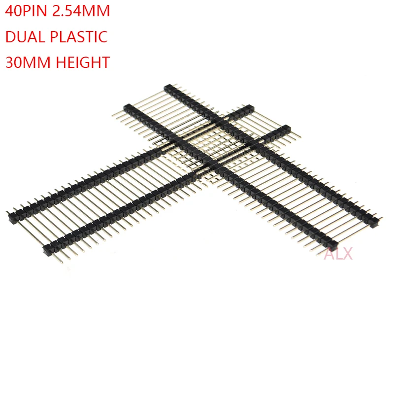 5PCS 30MM Height 1X40 PIN Single Row dual plastic base insulator MALE PIN Header 2.54MM PITCH connector 1*40 40P 40PIN 40PIN