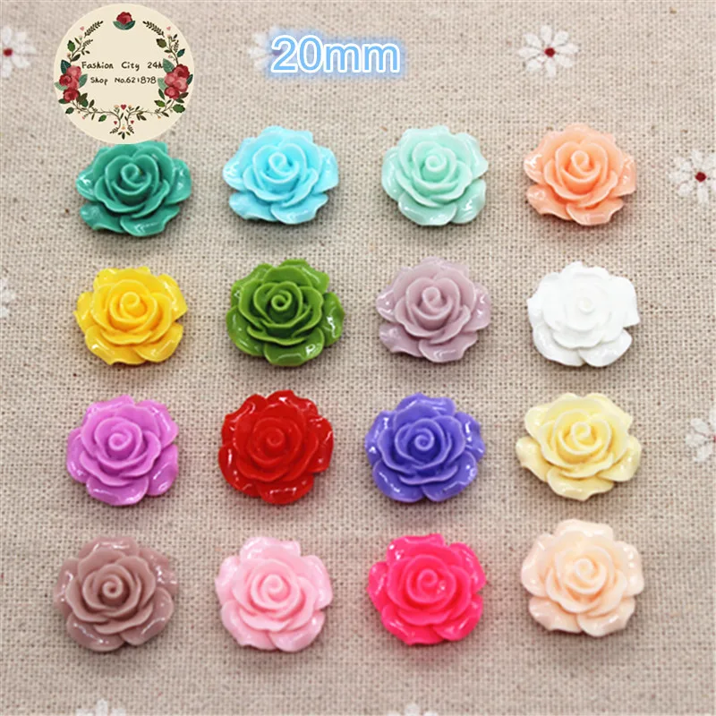 Flor de Camelia de resina, cabujón plano, álbum de recortes DIY, fabricación de manualidades decorativas, 15 colores a elegir, 20mm, 30 piezas