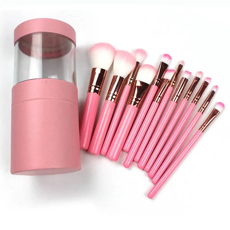 12Pcs Makeup Brush Set Eye Shadow Foundation Eyebrow Lip Face Brush cosmetics Makeup Brushes Tool +Leather Cup Holder Case Kit