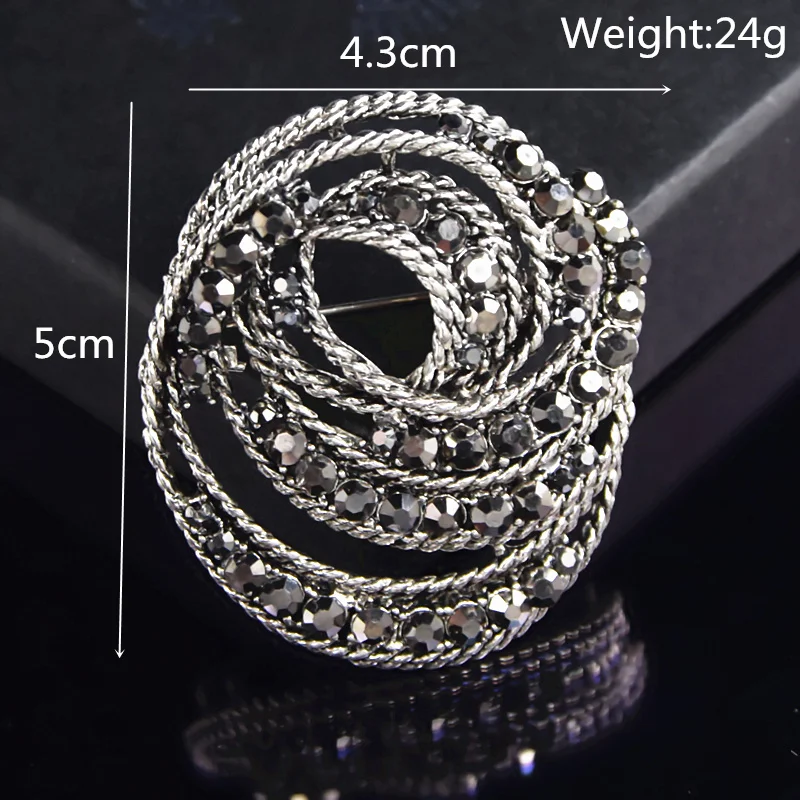 Vintage Fashion Stunning Black Crystal Rhinestone Wedding Bouquet Brooch For Women Hot Selling Jewelry Pin