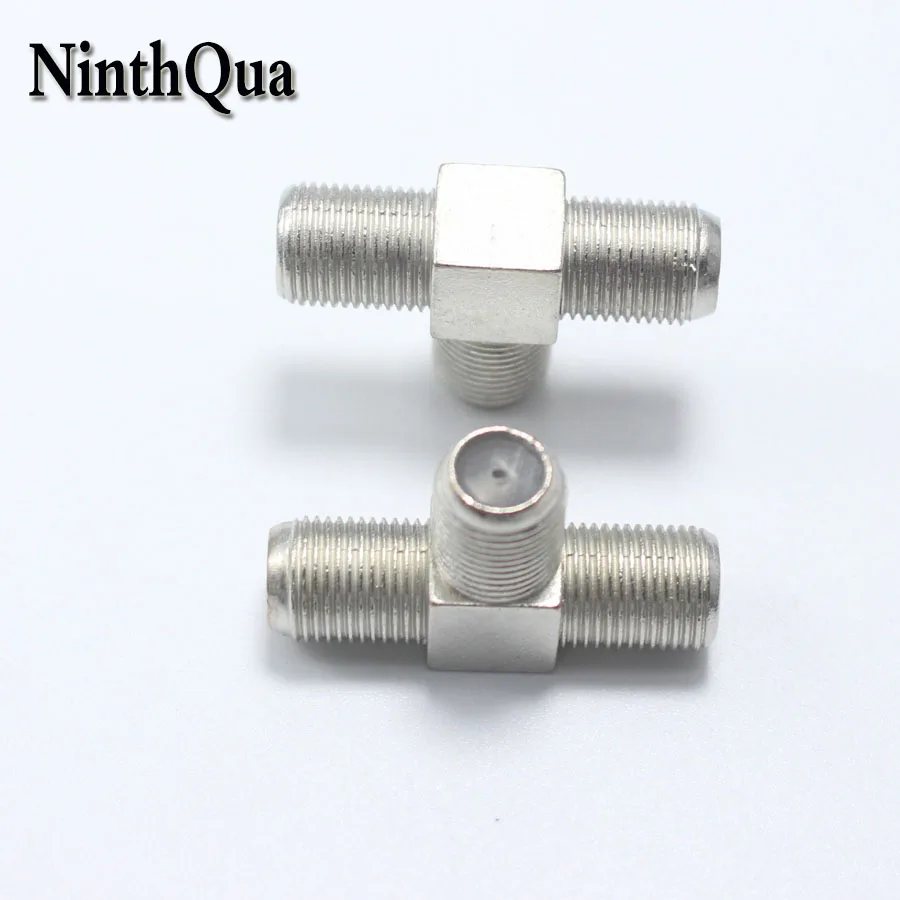 2pcs Inch F Female to Female Plug jack 2 in 1 TV General Head Inch Plug RF Connector Antenna adapter Nicekel Plated