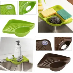 Home Bathroom Kitchen-Sink Corner Storage Soap Plastic Suction Cup Rack Sponge Holder YH-460622