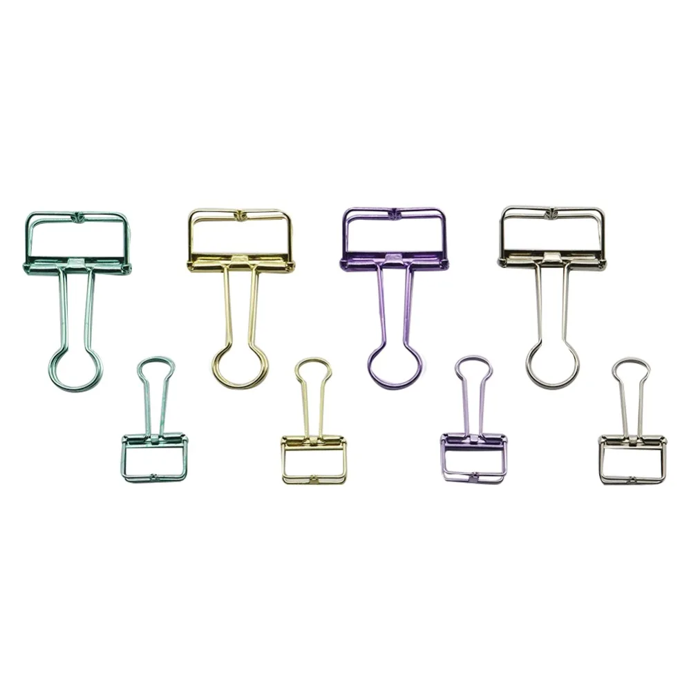 40pcs/set Metal 4 colors Elliot folder Binder clip Hollow-carved Design Exquisite  Ticket clip Student Office Supplies