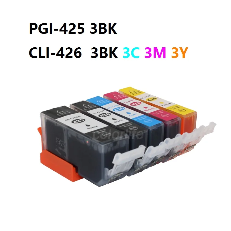 

Чернильный путь PGI-425 CLI-426 Совместимый картридж для PIXMA MG8140 MG6140 MG5240 IP4840 IX6540 MX884 и т. Д., 3 комплекта, 15 шт.