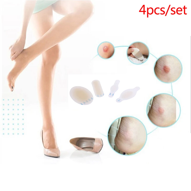 4Pcs Silicone Adhesive Hydrocolloid Gel Blister Plaster Anti-wearing Heel Sticker Patch Foot Heel Protector Women's Fashion