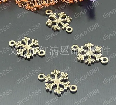 

200pcs/lot Alloy Antique Bronze 19.5*12MM snowflake connection with 2 holes Jewelry Findings,Accessories charm,pendant,JJA1668