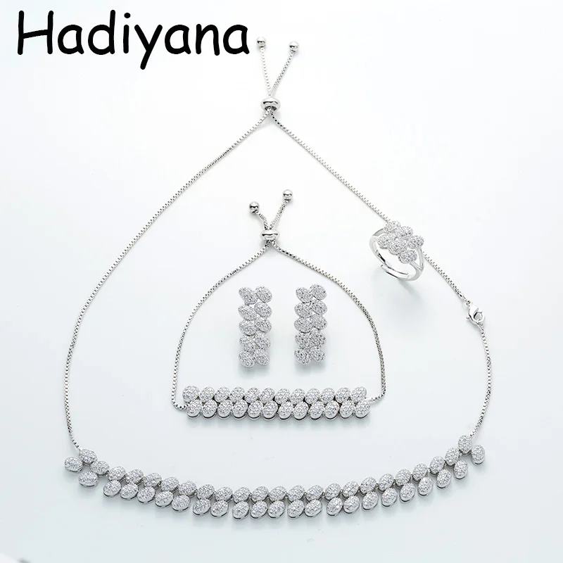 

Hadiyana hot sale oval classic design four-piece Sets fashion bride wedding Jewelry Set TZ8064