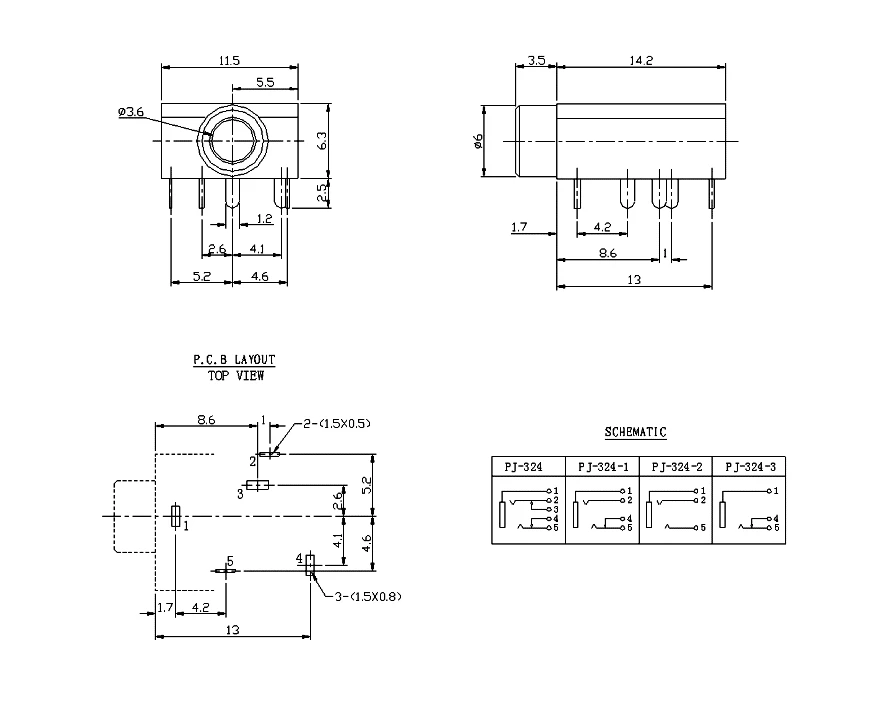 Heißer verkauf 5 Pin 3,5mm Stereo Audio Jack Socket PCB Panel Mount für Kopfhörer Mit Mutter PJ-324M