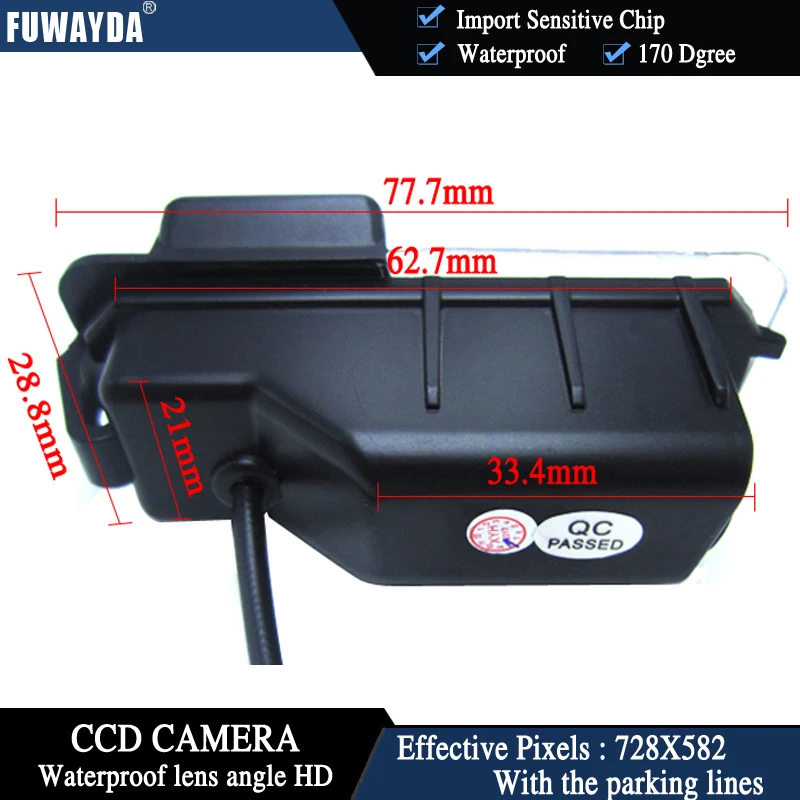 FUWAYDA Color CCD Chip Car Rear View Camera for VW Volkswagen Polo V (6R)/ Golf 6 VI/ Passat CC + 4.3 Inch foldable LCD Monitor