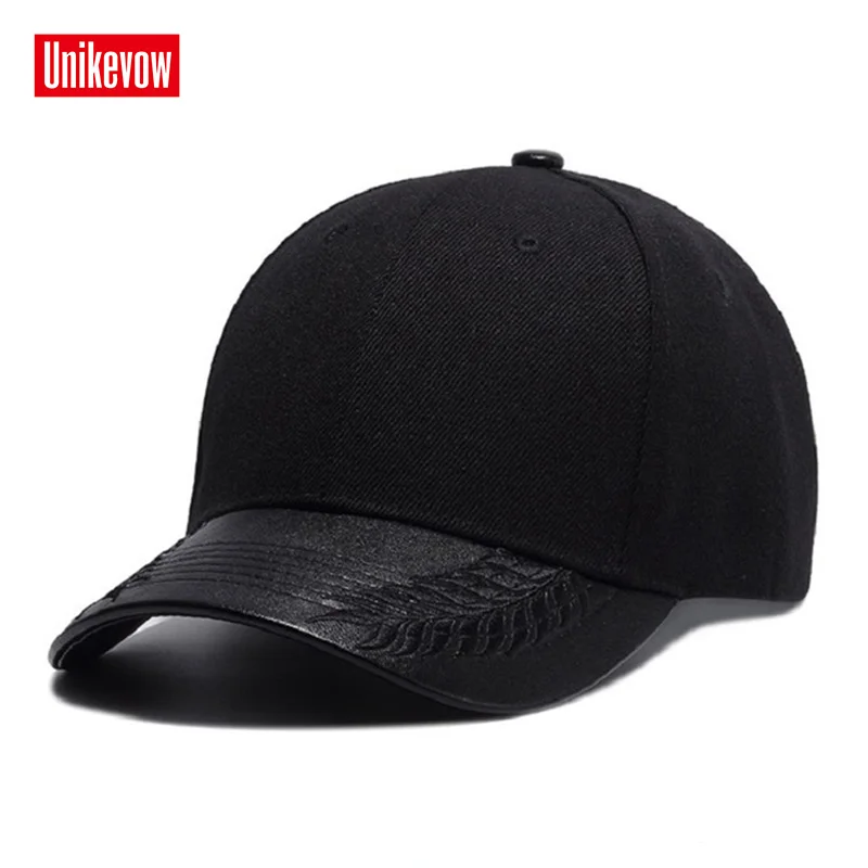 

Brand UNIKEVOW PU visor Baseball Cap Unisex Outdoor Snapback Hat Sunscreen solid Caps Hip Hop hats for men & women