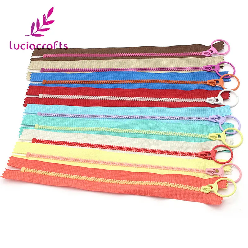 Lucia crafts 2pcs 15/20/30cm Close-End Resin Zippers Pull Ring Zipper Head DIY Sewing Handwork Bag Garment Accessory J0309