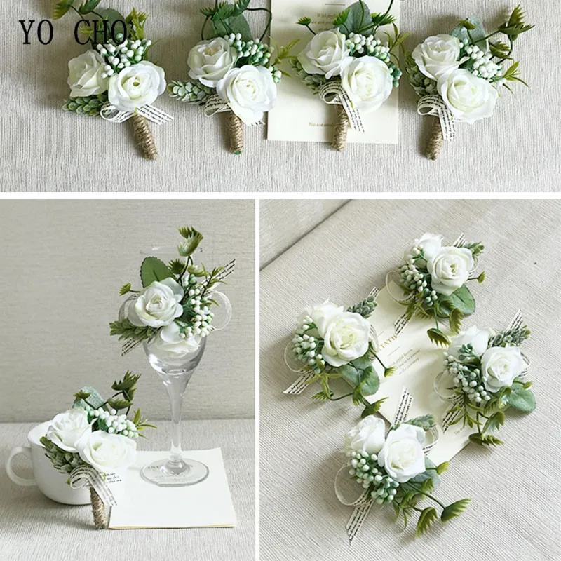 Hình Cho Boutonniere Cưới Corsages Và Boutonnieres Trắng Ruy Băng Lụa Hoa Boutonnieres Chú Rể Nam Mariage Cưới Phụ Kiện