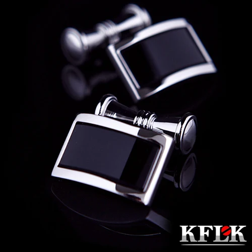 

KFLK Luxury HOT shirt cufflinks for men's gift Brand cuff buttons Black Chain cuff links High Quality abotoaduras Jewelry