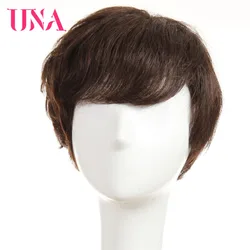 Una-ブラジルのナチュラルヘアウィッグ,レミー,滑らか,密度120%,6インチ,6370,女性用