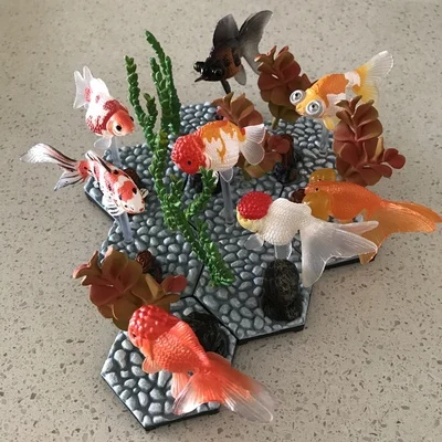 pvc  figure  Goldfish  base decoration grass gold tiger head goldfish  8pcs/set