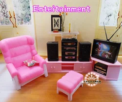 New arrival Doll Furniture living room TV Accessories For barbie Doll Christmas/Birthday Gift Children Play Set