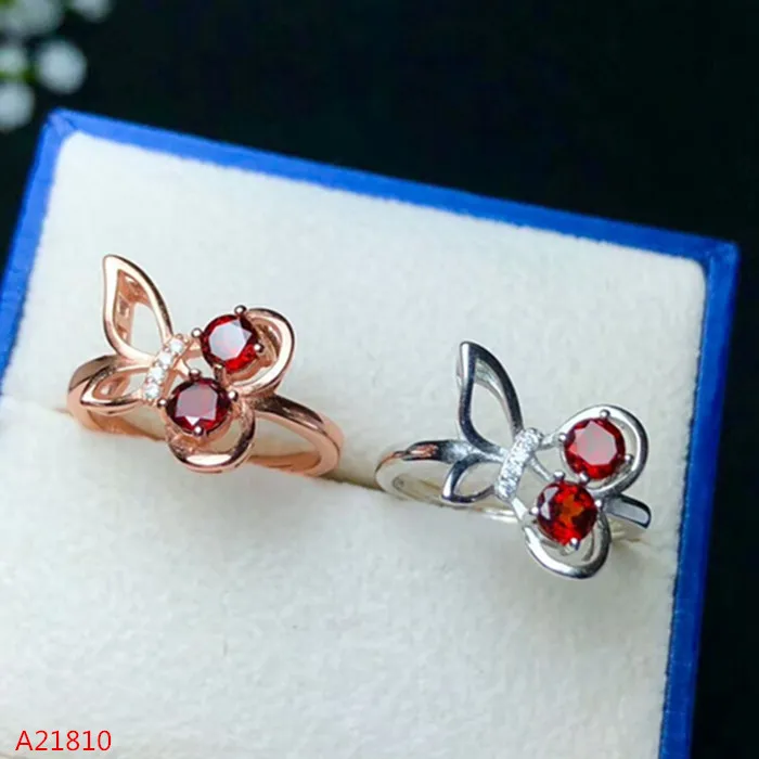 

KJJEAXCMY fine jewelry 925 pure silver inlaid natural garnet fire color female ring simple support test