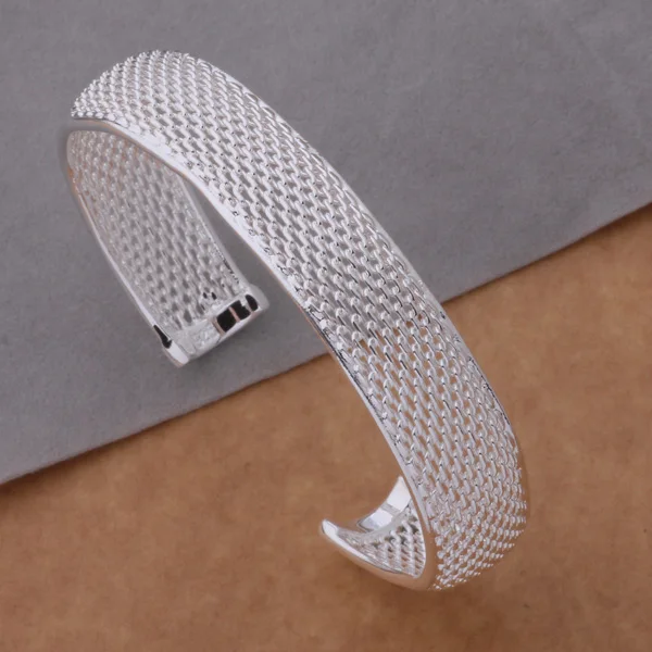 AB090 Hot  sterling  bangle bracelet,   fashion jewelry Packet edge mesh bracelet /ahxaizea aknajbua silver color