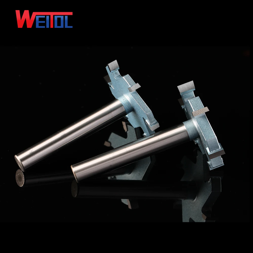 Weitol 1pcs 1/2 inch 6T woodworking router bit tungsten carbide lengthen T type cutter wood carving tools milling cutter