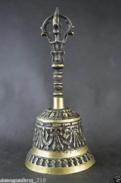 

Elaborate Chinese Handwork Tibetan Copper totem exorcism bell