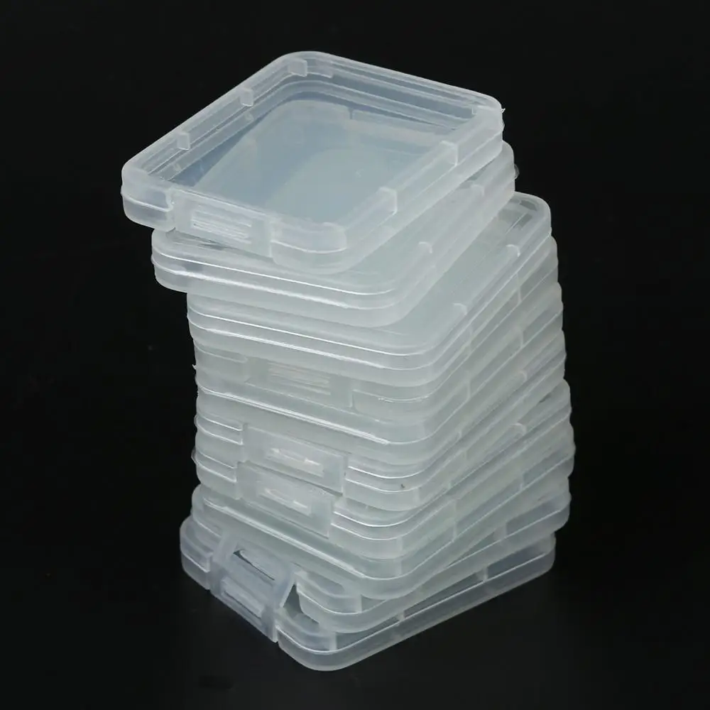 XRHYY 10 Pcs Plastic Transparent Convenient Memory Cards Organizer Box Case SD SDHC XD MMC CF Storage Case Small Box