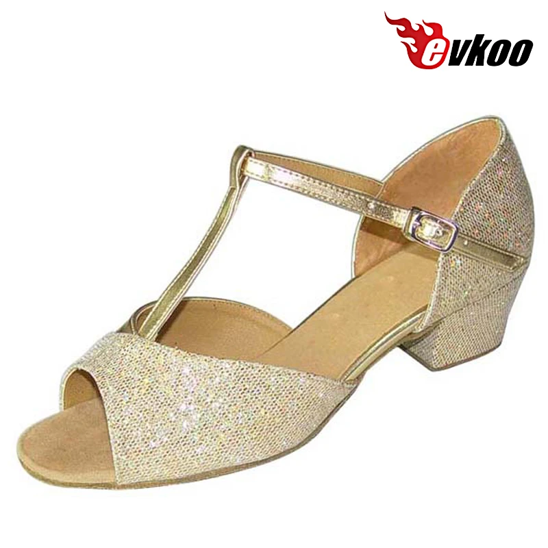 Evkoodance Latin Ballroom Dance Shoes For Girls 3cm Heel Golden And Sliver Shiny Material Evry Beautiful Hot Sale Evkoo-363