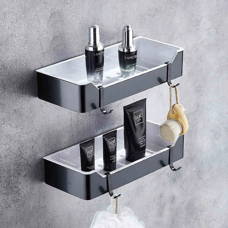 Bathroom Shelves Metal 6 Color Shower Corner Shelf Cosmetic Rack Soap Shampoo Storage Hooks Modern Bathroom Fitting Bath Holder