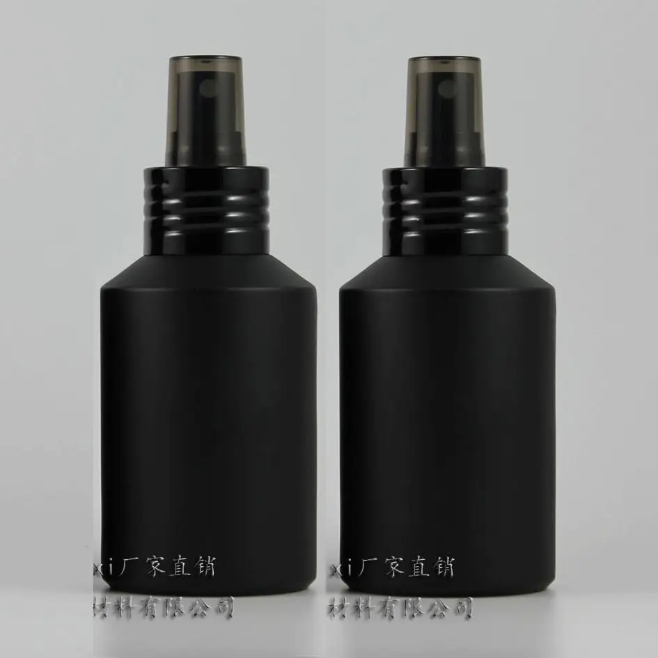 

125ml black frosted Glass travel refillable perfume bottle with black aluminum atomizer/sprayer,perfume container