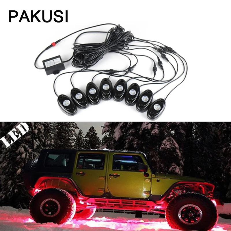 PAKUSI 1Set Car Led Rock Atmosphere Lights For ATV SUV Truck Tractor Boat 4WD Motorcycle SUV Jeep accessories with APP Control