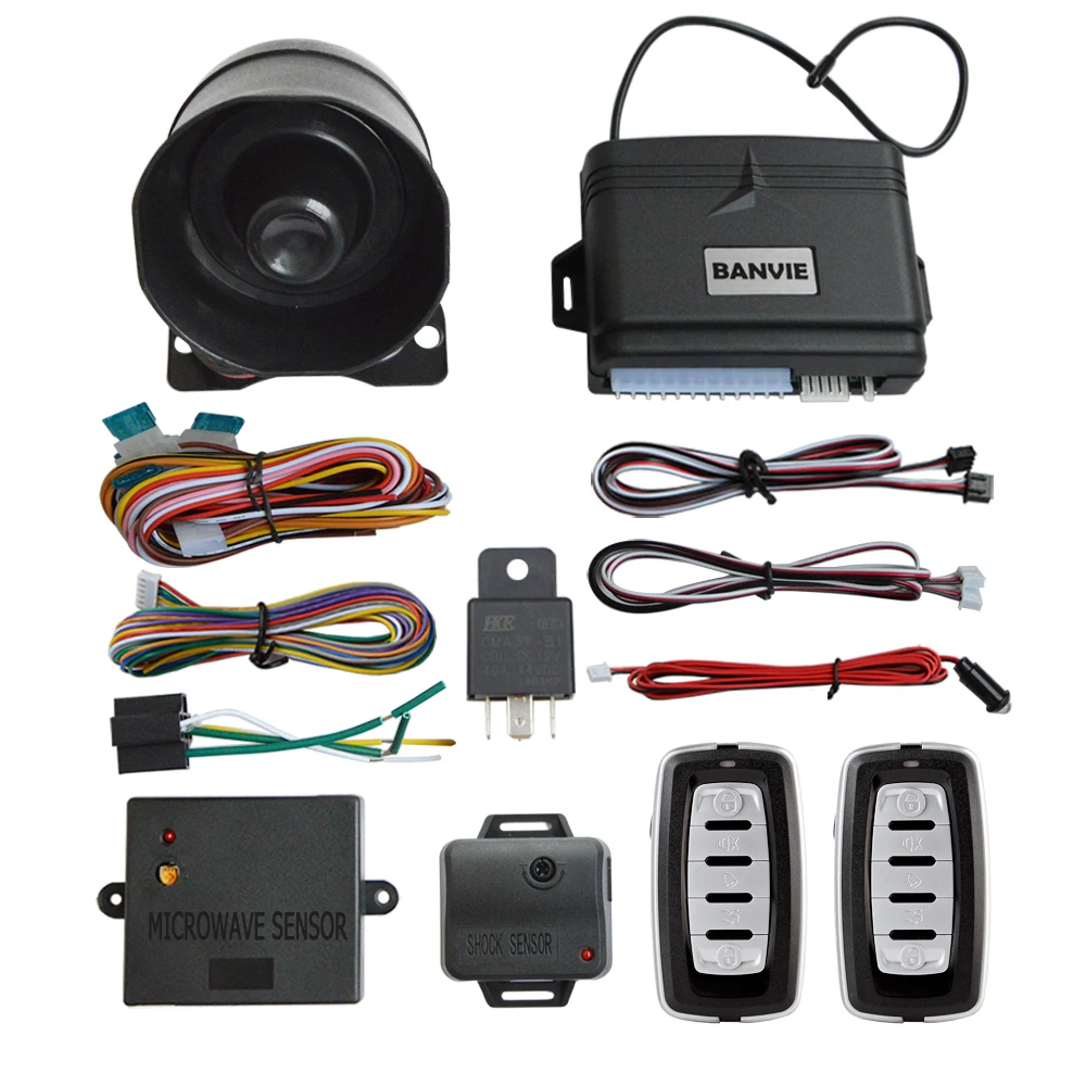 BANVIE 1 Way Auto Car Security Alarm System with Keyless Entry Central Door Locking  & Remote Trunk Release