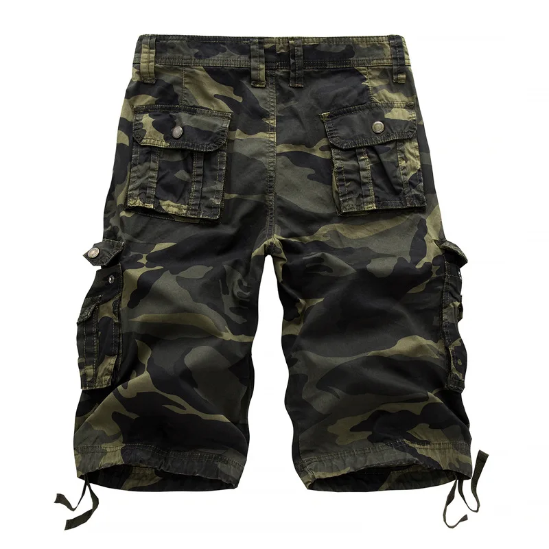 SHIFUREN Summer 2017 Casual Camouflage Cargo Shorts Cotton Multi-pocket Work Overall Baggy Cargo Shorts Knee Length Plus Size