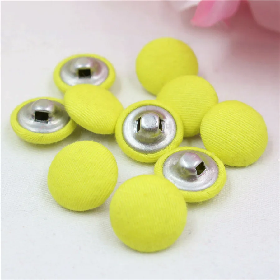 YJHSMY 10Style 100 pcs/Lot 15mm Solid Fabric Covered Cloth Buttons, garment accessories,Diy BK054