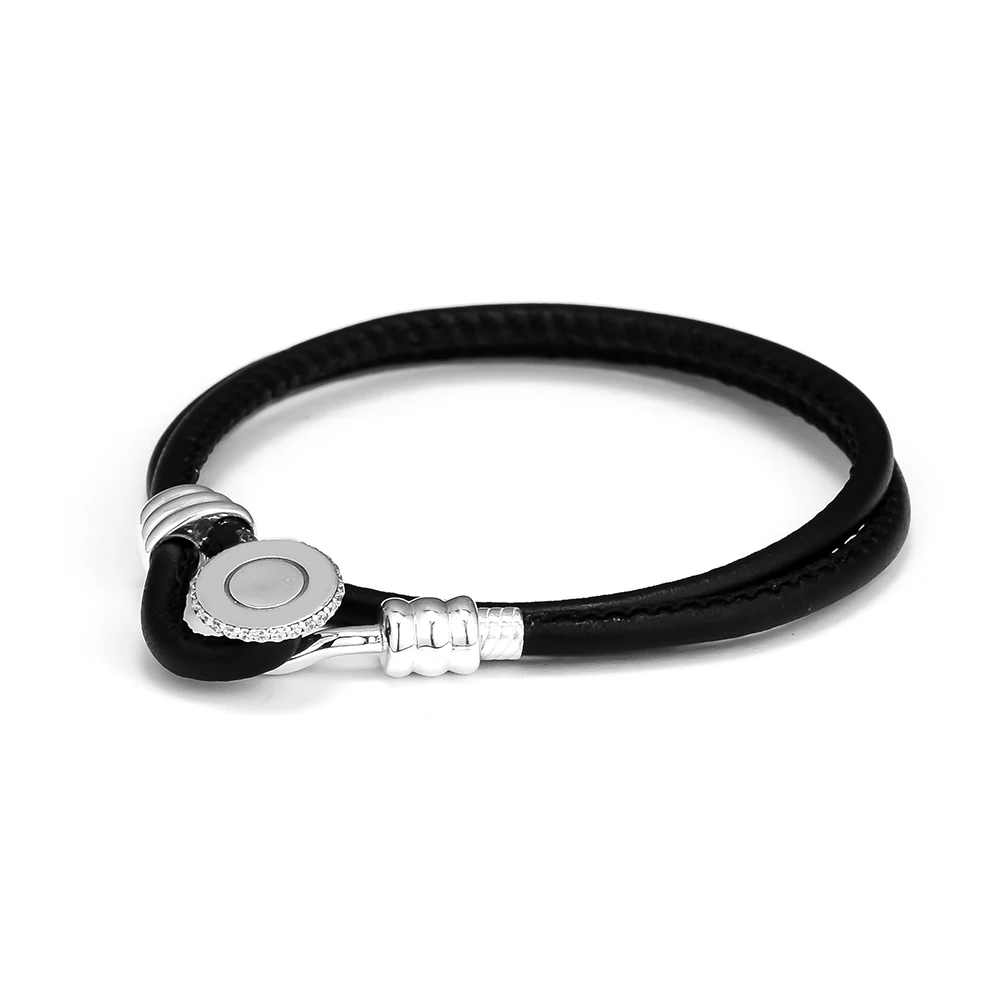 

CKK Bracelet for women Men Black Leather Bracelets Pulseira Feminina Masculina Pulsera Mujer Moda Silver 925 Sterling jewelry