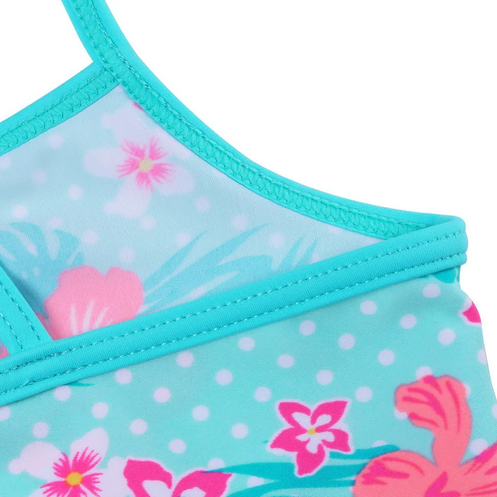 Baohulu Meisjes Badpak Lange Mouw Zon Badmode Kinderen Bloemenprint Drie Stukken Strand Badpakken Meisjes Bikini