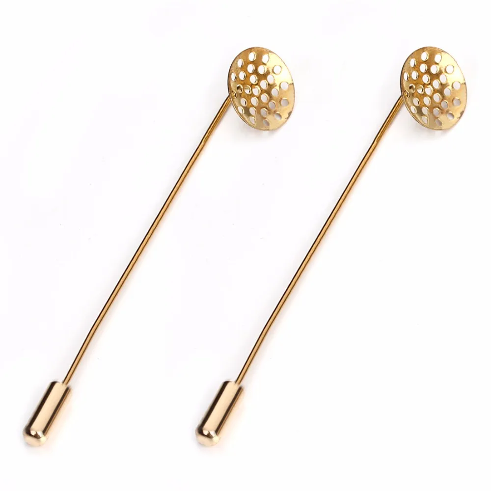 10pcs/lot 55mm Rhodium Gold Color Copper Brooch Pins Base Hat Pin for Women Men\'s Brooches DIY Jewelry Making Accessories