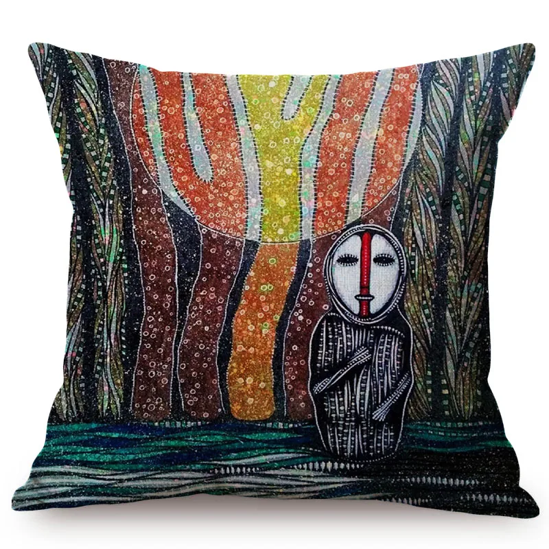 Africa Abstract Oil Painting Art Beautiful Woman Funny Clown Self-Portrait Home Decorative Cushion Cover Sofa Throw Pillow Case