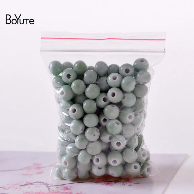 BoYuTe 50Pcs 6MM 8MM 10MM 12MM 14MM Loose Beads DIY Hand Made Porcelain Ceramic Beads Jewelry Making