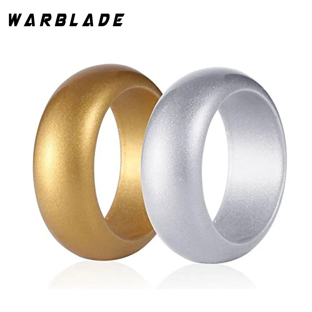 Fashion Cool Silver Gold Color Wide Silicone Rubber Rings Size 6 7 8 9 10 11 Environmentally Friendly Finger Rings For Man