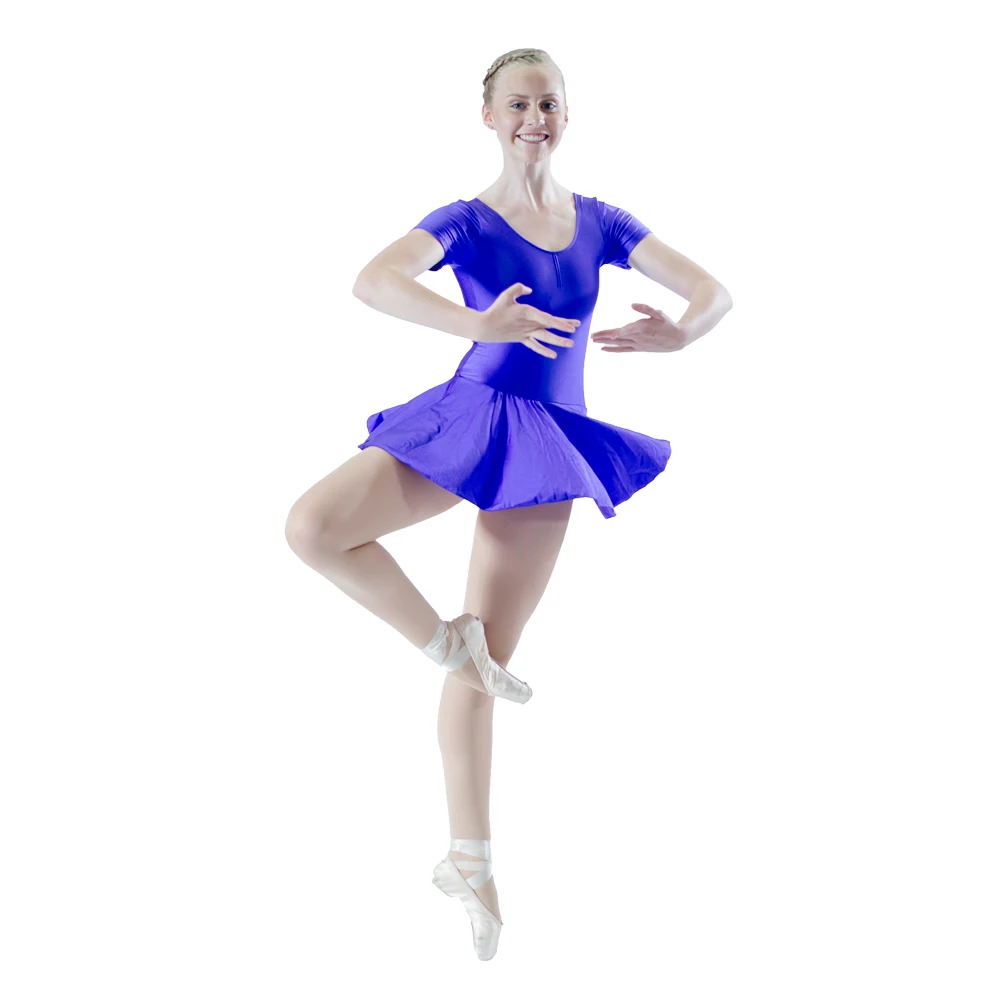 White Nylon/Lycra Short Sleeve Ballet Dancing Leotard Dress Girls Dancewear Ladies Performance Costume