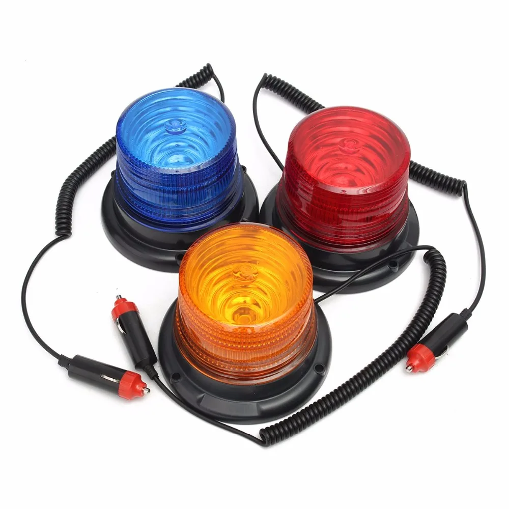 12V-24V LED Flash light Car Truck Magnetic Warning Light Beacon Strobe Emergency Lamp Blue Yellow Red Circular magnetic light