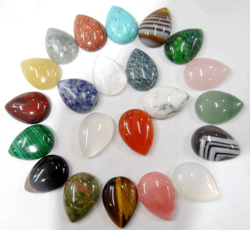 

20PCS Natural Stone Water Drop Cabochons CAB No Hole Good Quality Beads 25*18MM for DIY Jewelry Production Making Ring Earring