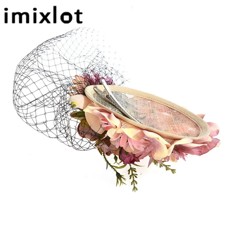 قبعة زفاف ريترو ، غطاء رأس لمأدبة الزفاف ، غطاء رأس من القماش ، غطاء رأس من الريش ، دبوس شعر من الشاش ، يغطي الوجه