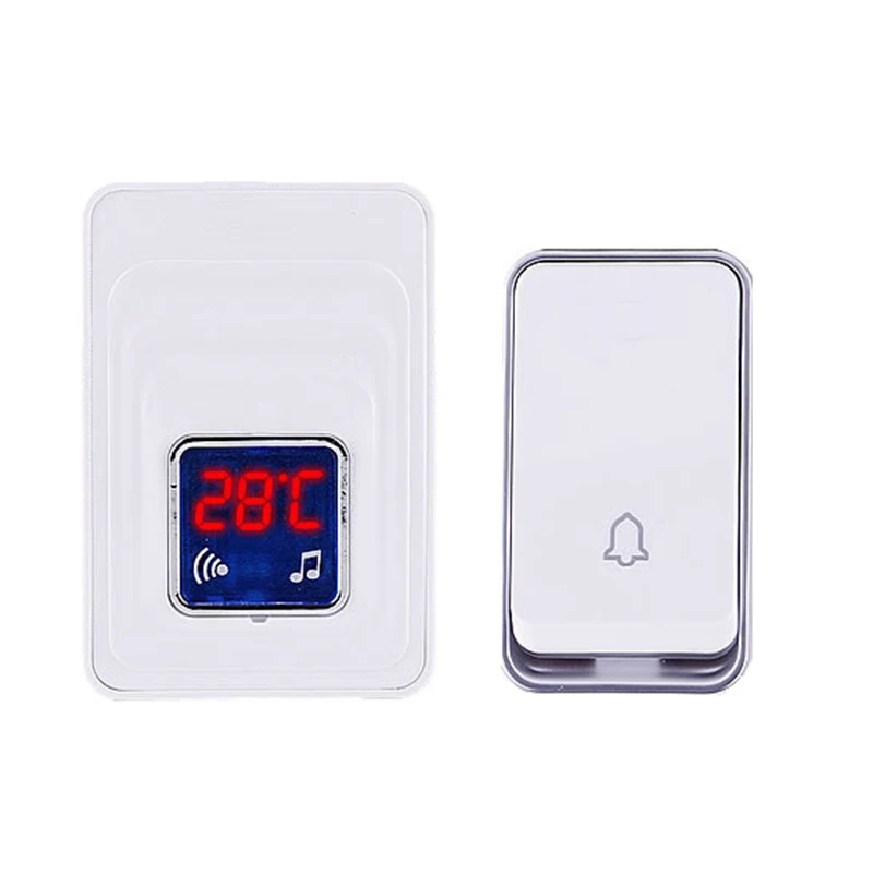 Wireless Thermometer Doorbell Door Bell Kit Outdoor Indoor Waterproof No Batteries Plug-in Temperature Gauge Display