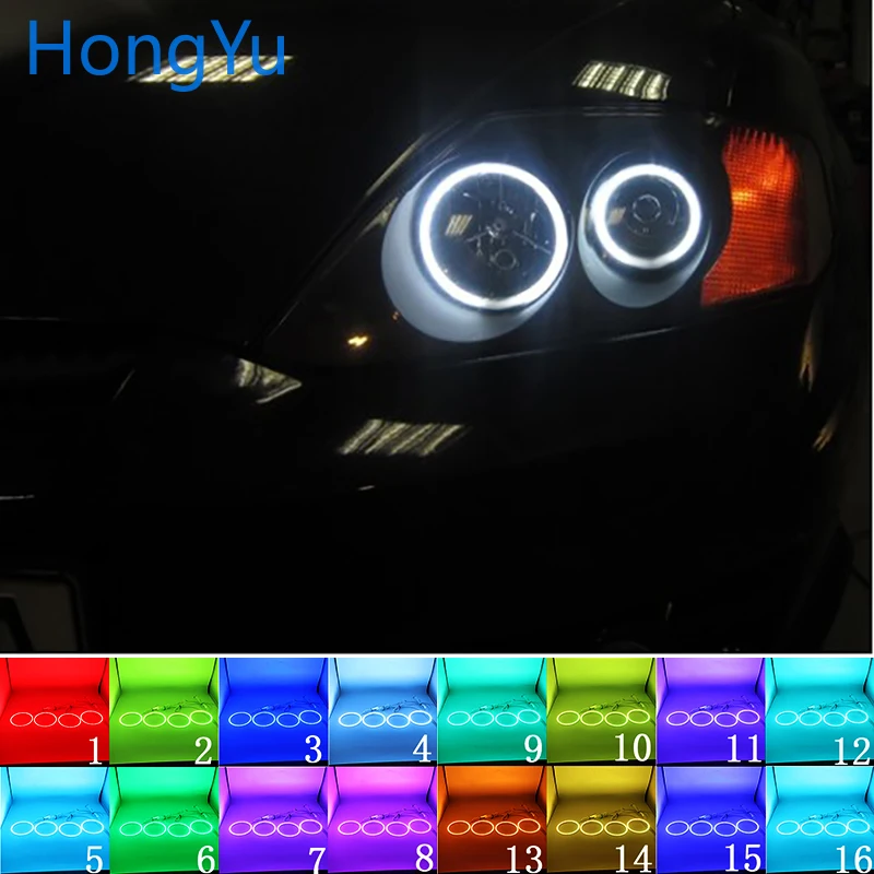 

Latest Headlight Multi-color RGB LED Angel Eyes Ring Eye DRL RF Remote Control for Hyundai Tiburon 2003 - 2006 Accessories