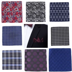 Tailor Smith Men Handkerchief Luxury 100% Silk Woven Jacquard Floral Dot Checked Man Pocket Square Business Wedding Dress Hanky