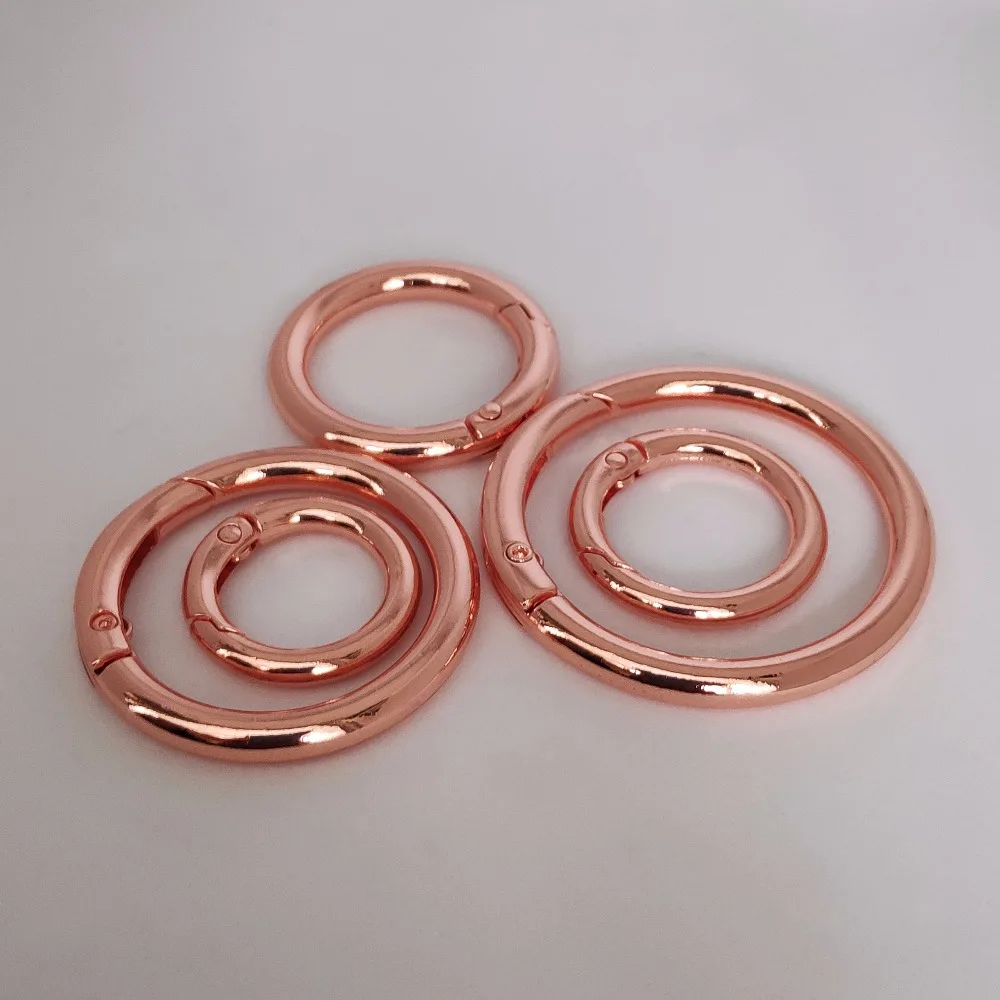 5pcs Spring D O Ring Rose gold bag hook,Round Carabiner Snap Clasp Clip Trigger Keyring Buckle,O rings for bags,DIY accessories