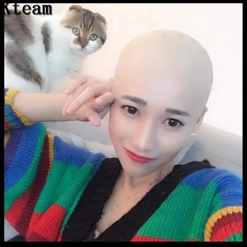 Hot!Unisex Latex Bald Wig Hair Cap Snood Mesh Stretch Halloween Costume Cosplay Props Latex Acting Mask Party Novelty Supplies