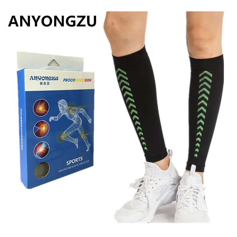 

ANYONGZU Professional Medical Elastic Compression Leg Sleeves V-shaped Jacquard Protect Calf Sport Leg Warmer With Gift Box